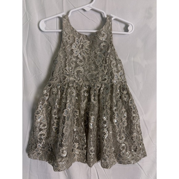 Polo Ralph Lauren Other - Polo Ralph Lauren Toddler Girls Gold Silver Fancy Lace S Party Dress Sz 2T
